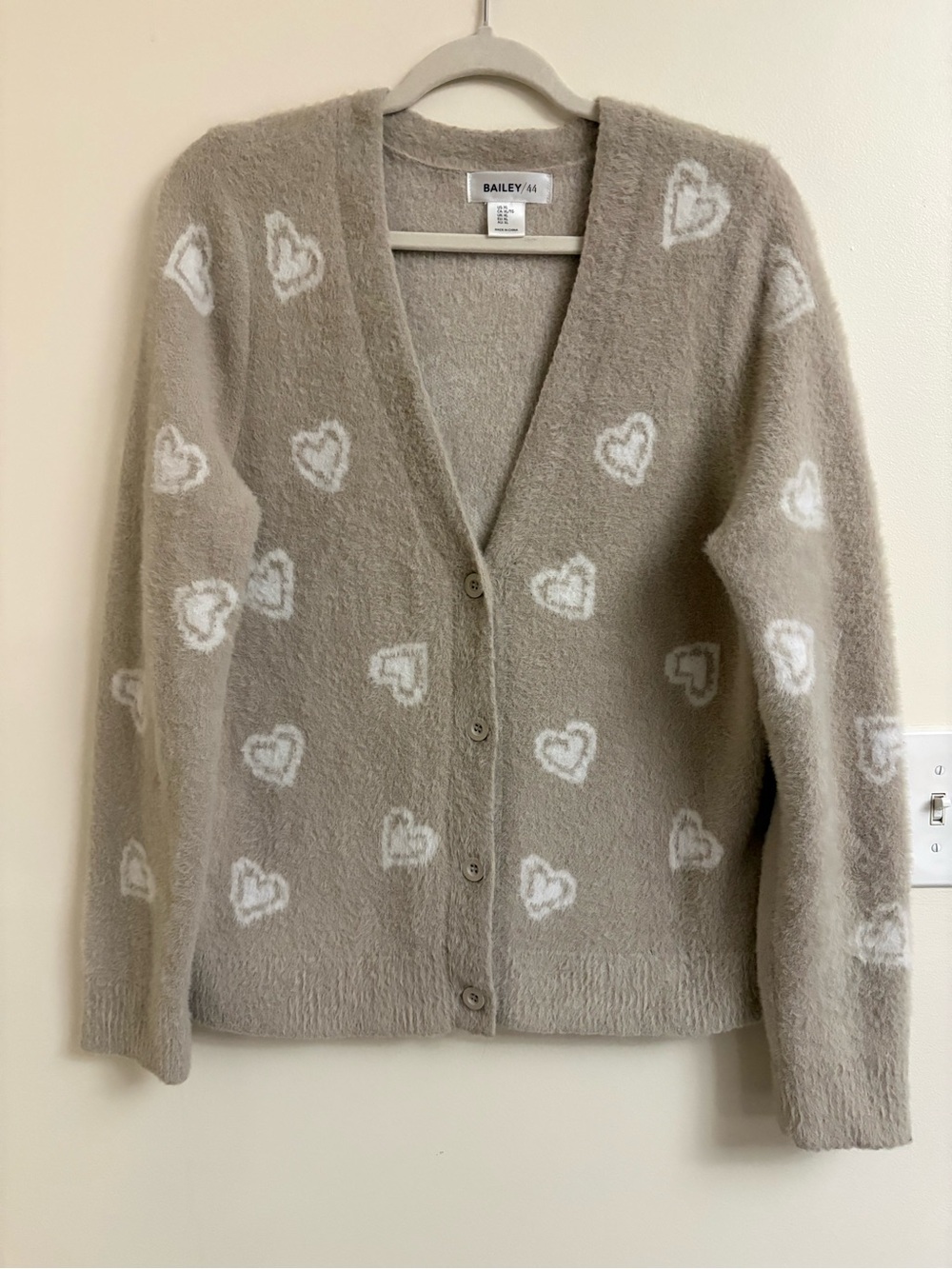 Bailey 44 Fuzzy Heart Cardigan Sweater XL soft Cottagecore whimsy coquette femme - Picture 3 of 9
